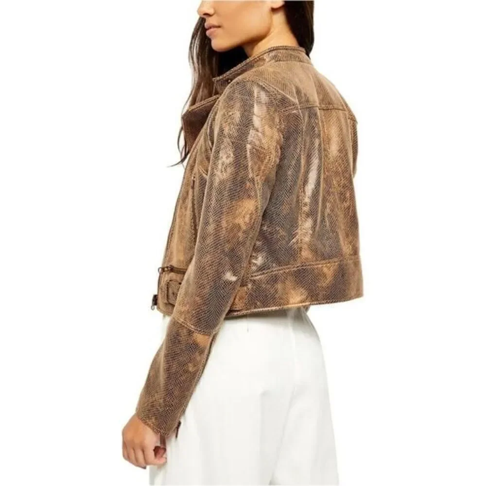 Free People NEW Faux Vegan-Leather Moto Jacket XS - Picture 2 of 7